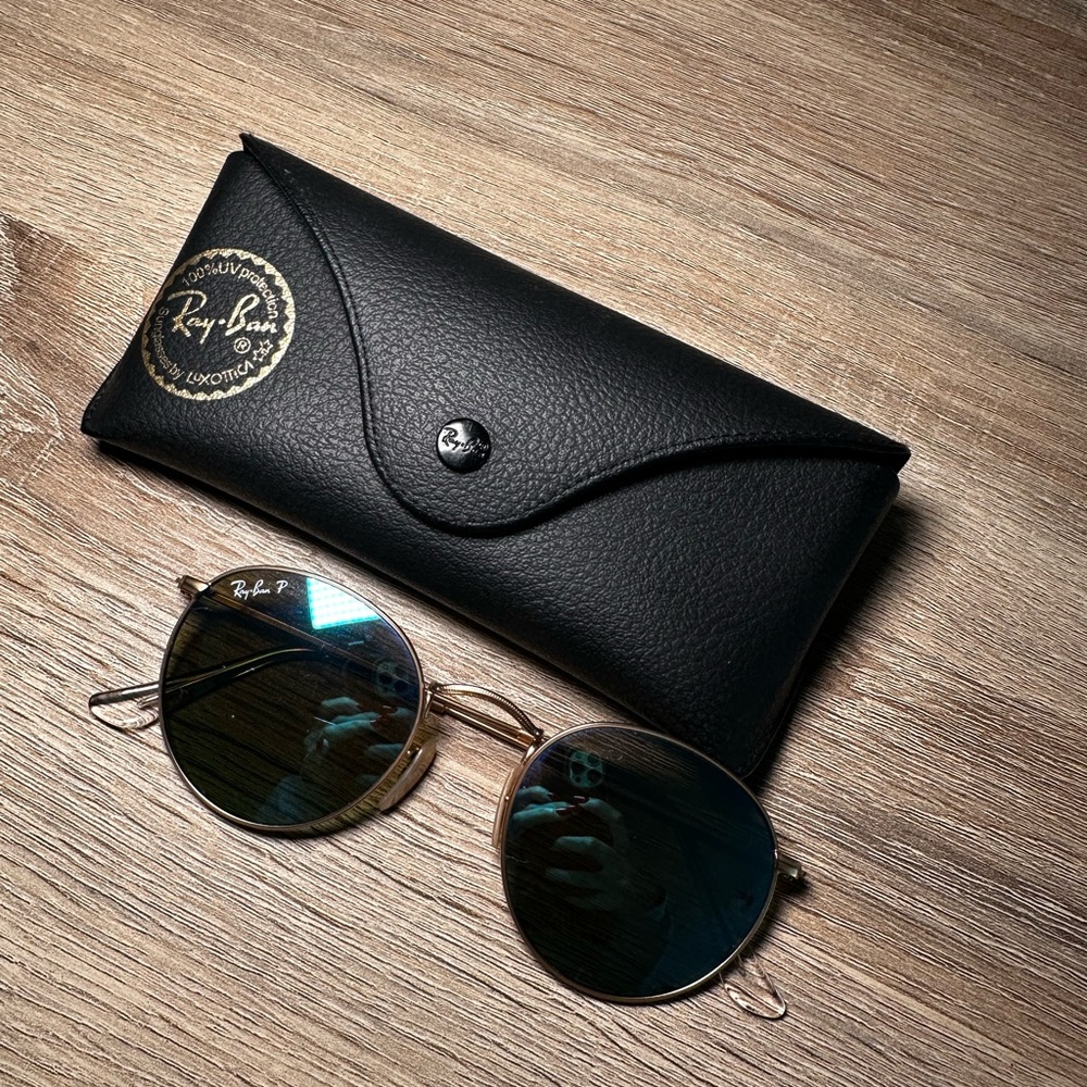 Ray-Ban Gold Frame Sunglasses with Black Case
